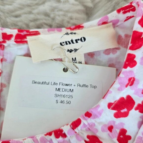 NWT Entro Floral Ruffle Blouse - Picture 2 of 5